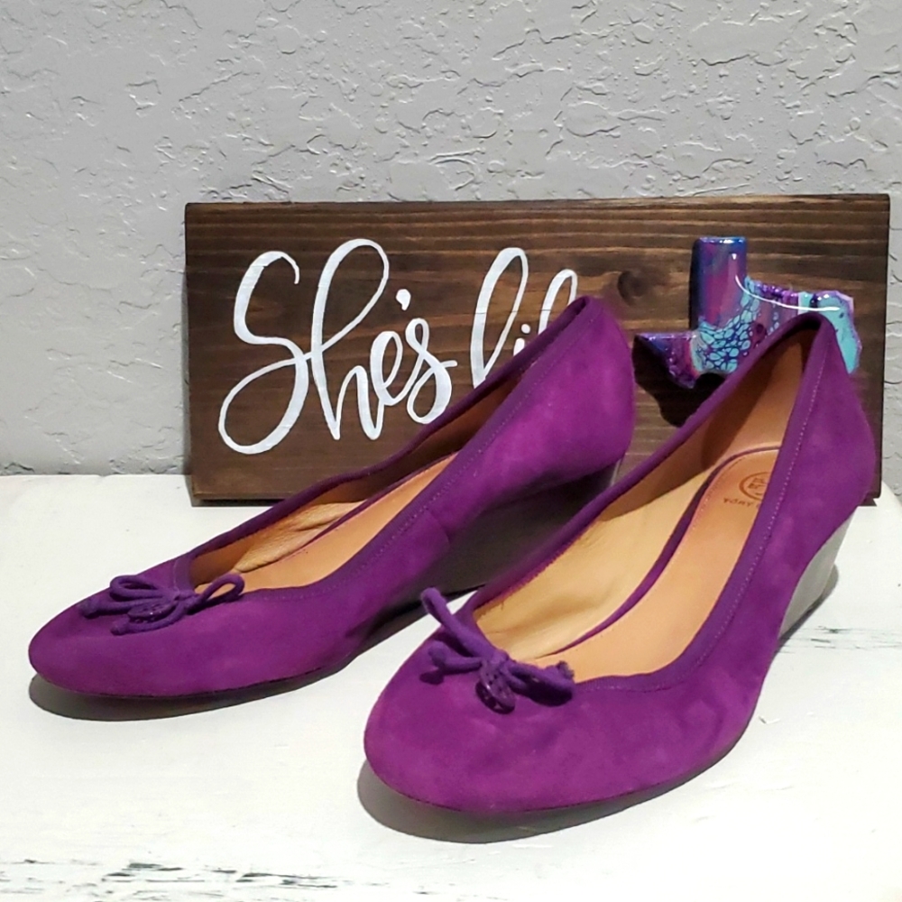 Purple Tory Burch wedges